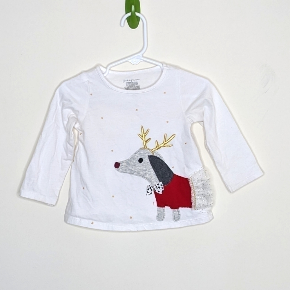 First Impressions Dog Reindeer Christmas Tutu Shirt 18m